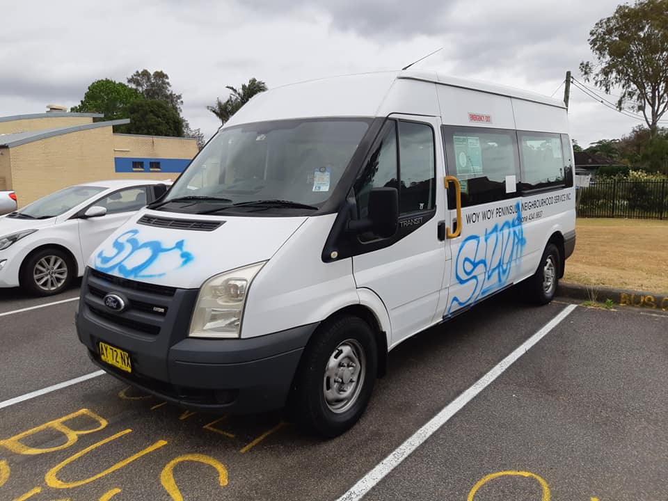 Graffiti on a white van in Torquay needing graffiti removal